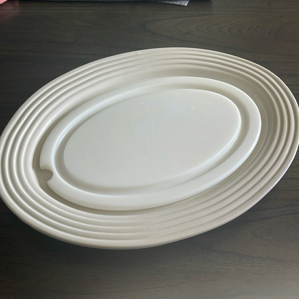 15” Oval Pampered Chef Family Heritage Stoneware “New Traditions” Serving Tray